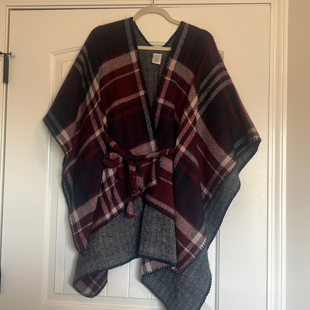 Plaid poncho